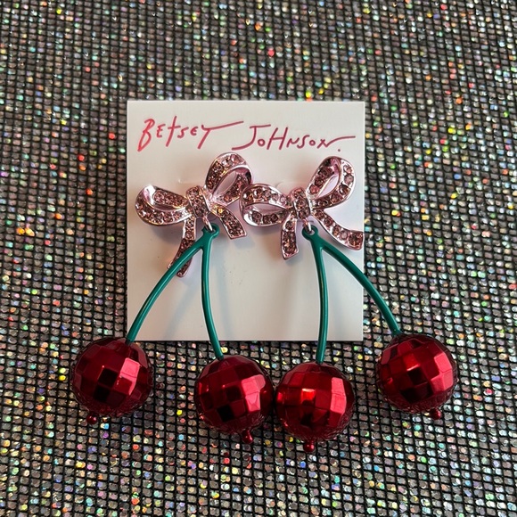 Betsey Johnson Jewelry - Betsey Johnson Cherry Earrings with Bows